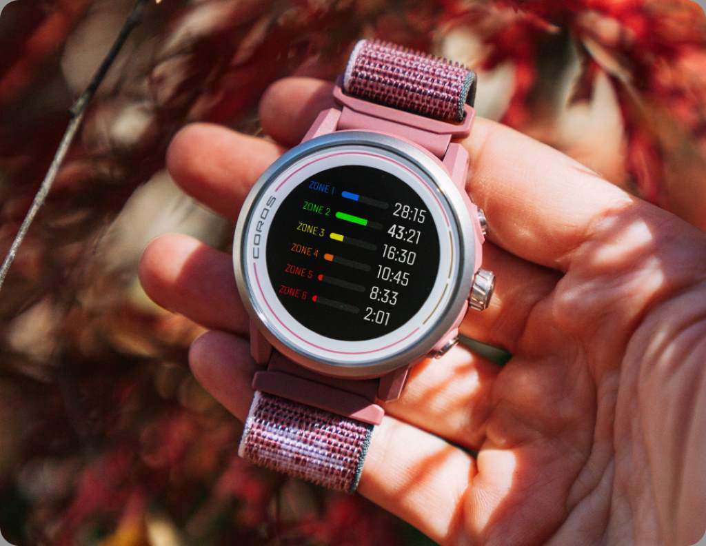 Heart rate monitor displaying Zone 2 and Zone 3 ranges.