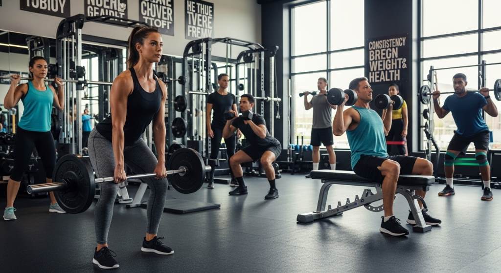 Strength training workout session supporting sustainable weight management