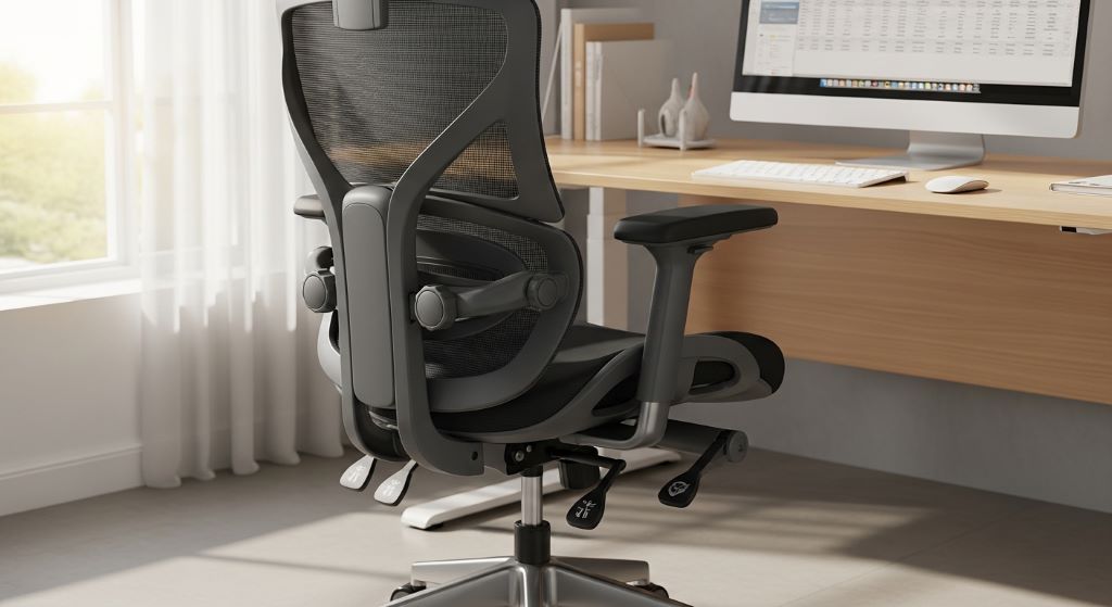 Adjustable ergonomic office chair with lumbar support designed for back pain relief at work