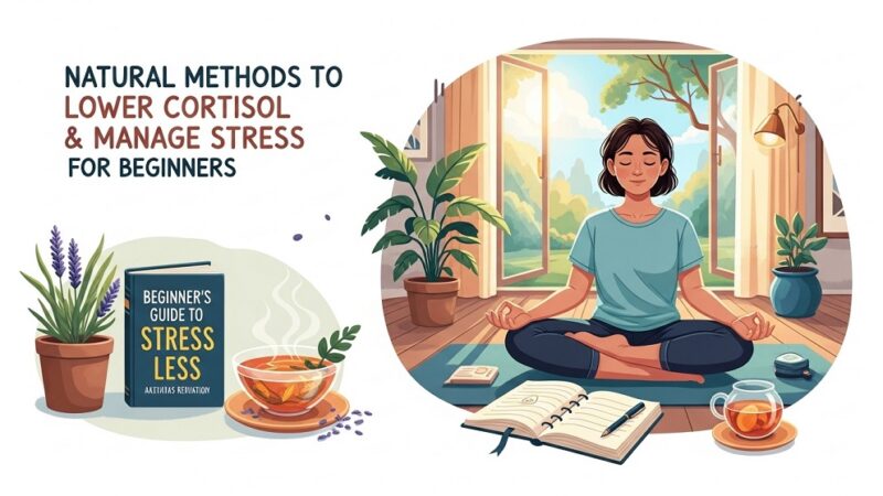 Natural ways to lower cortisol stress hormone infographic