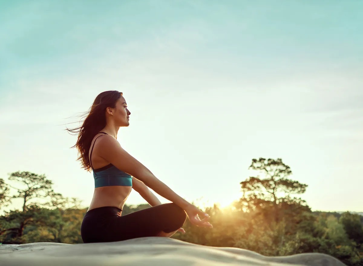 Healthy lifestyle routine with home workout, yoga, and balanced diet habits